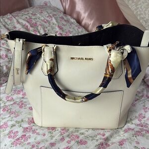 MICHAEL Michael Kors Cream Satchel with Gold Hardware